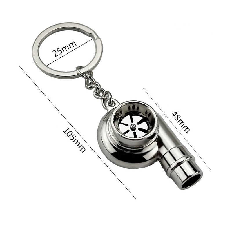 Turbo Charger Keyring (turbine spins)- Silver