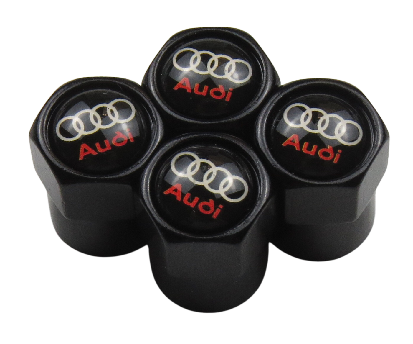 Audi Valve Caps Logo & Name - Black