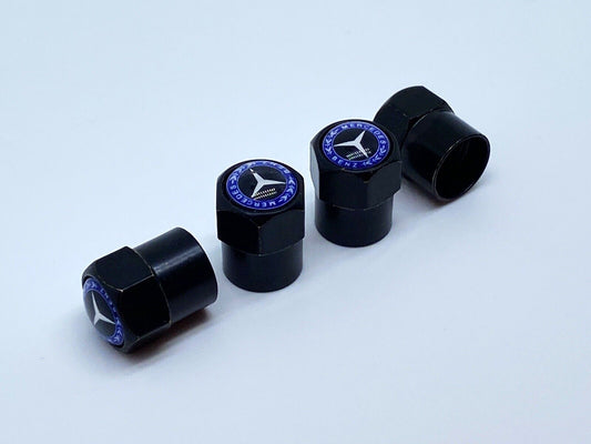 Mercedes-Benz (Blue) Valve Caps - Black