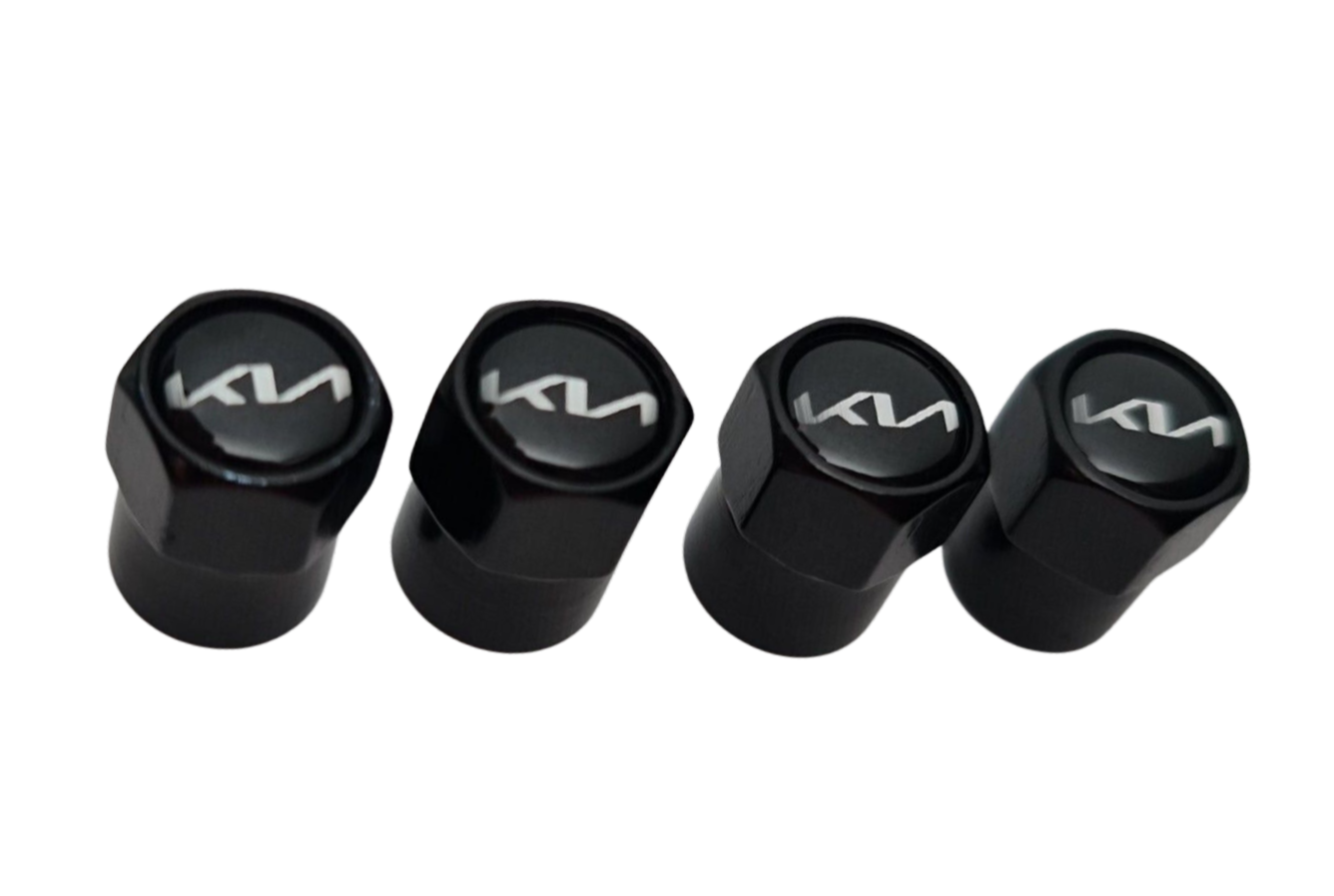 Kia (New Logo) Valve Caps - Black