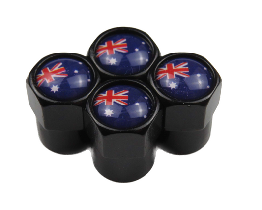 Australia Flag Valve Caps - Black