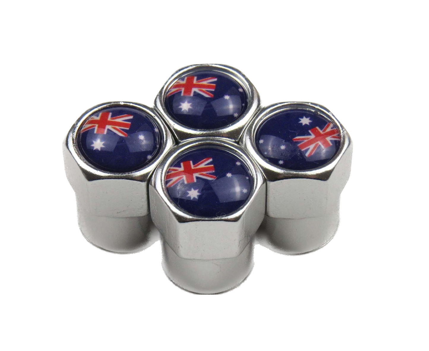 Australia Flag Valve Caps - Silver