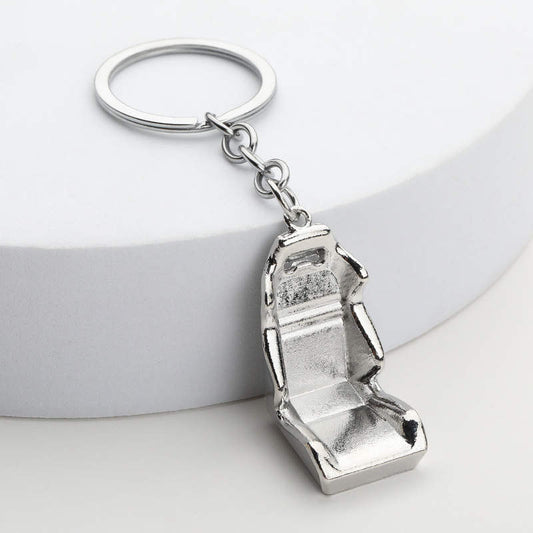 Racing Chair Keyring - Gloss Silver