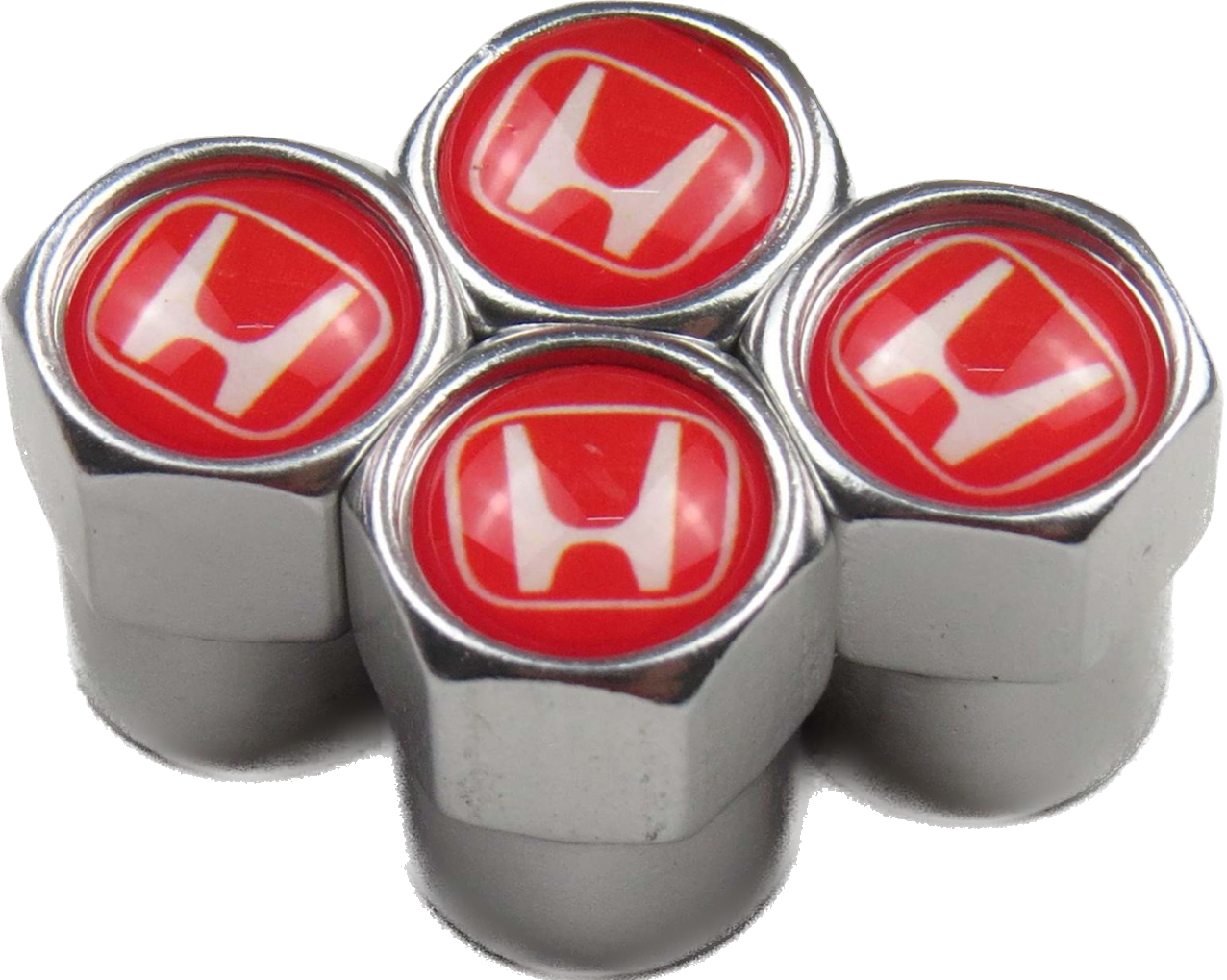 Honda Red Valve Caps - Silver