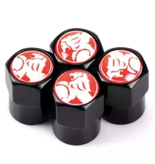 Holden Valve Caps - Black/Red