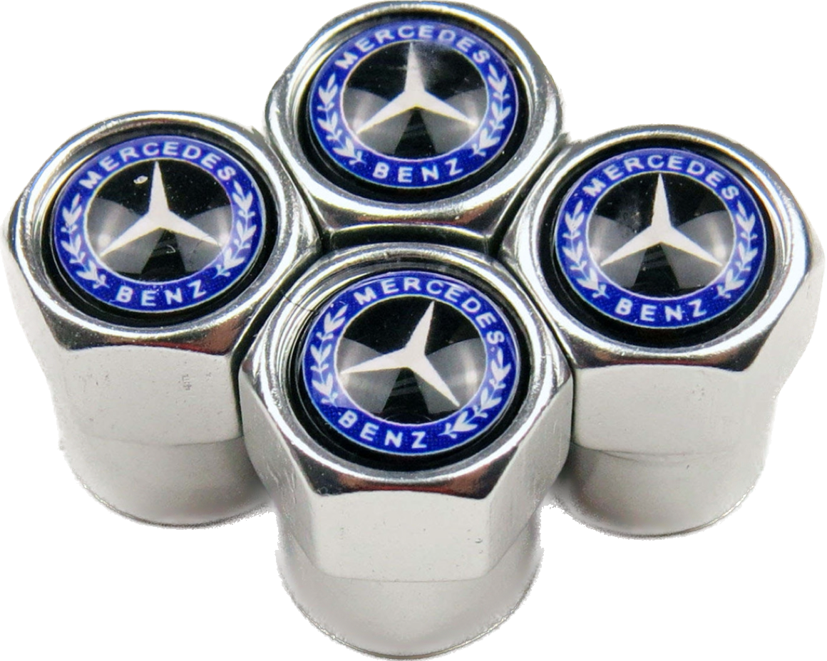 Mercedes-Benz (Blue) Valve Caps - Silver