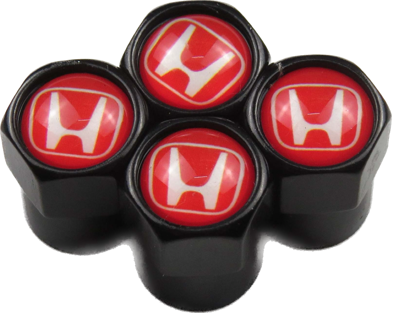 Honda Red Valve Caps - Black